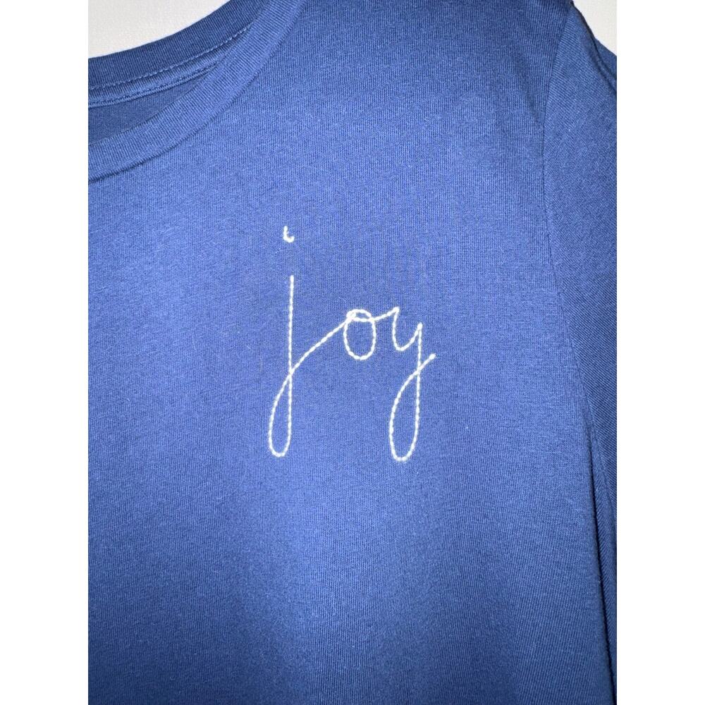 Ella Moss Women’s Joy Embroidered Blue Short Sleeve Crew Neck T-shirt, Size XXL - Picture 2 of 5